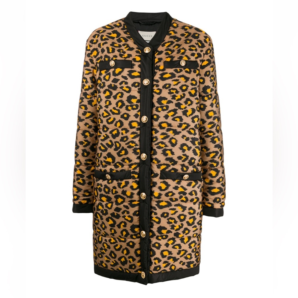 Gucci Leopard Animal Print Nylon Coat - Light Puff - Size 4